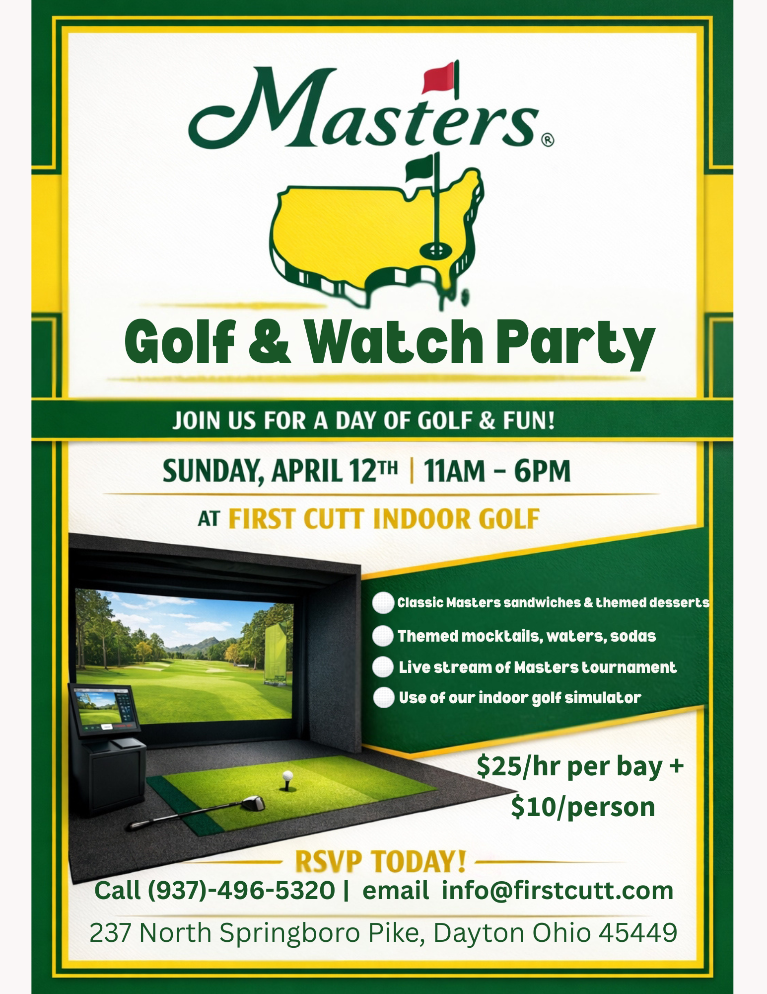 Masters Golf & Watch Party Flyer